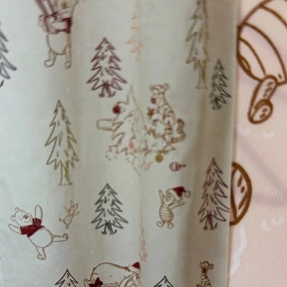 Disney Winnie the Pooh Holiday Fabric Shower Curtain Cream & Red Christmas 70